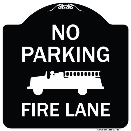 No Parking Fire Lane Fire Truck Symbol Heavy-Gauge Aluminum Architectural Sign